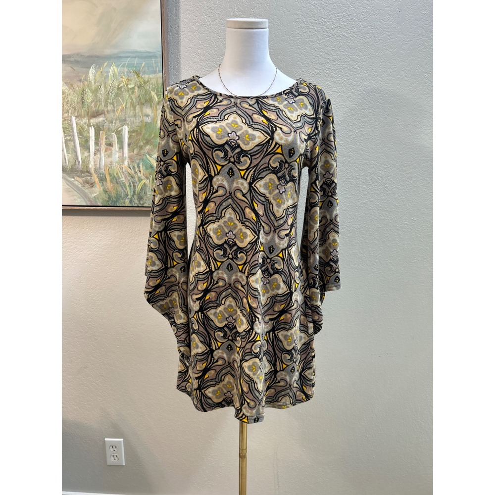 Aryeh Paisley Bell Sleeve Mini Tunic Dress Size S